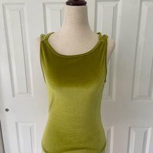 Boohoo Chartreuse Velvet Tank Top